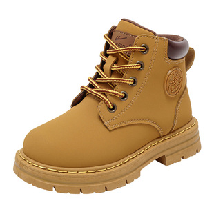 回力童鞋儿童洋气马丁靴2025春秋新款男童草原皮靴女童学生大黄靴