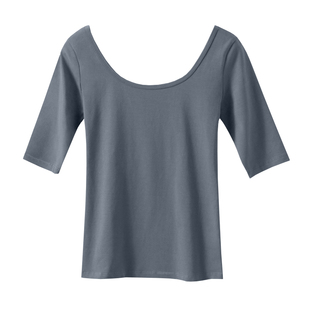 莫代尔低领t恤女春夏装五分袖修身内搭中袖打底衫高级感半袖上衣