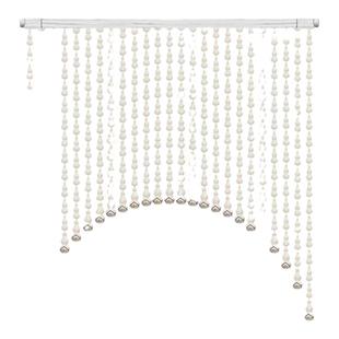 全桃木门帘葫芦珠帘莲花图案客厅玄关隔断帘过道免打孔装饰帘挂帘