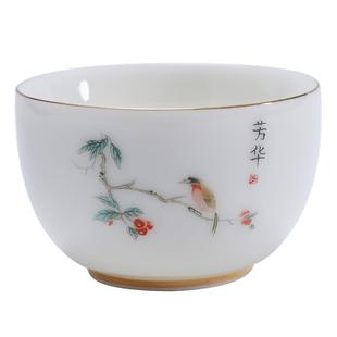 羊脂玉主人杯陶瓷杯白瓷个人专用杯子品茗杯功夫茶具单杯泡茶杯