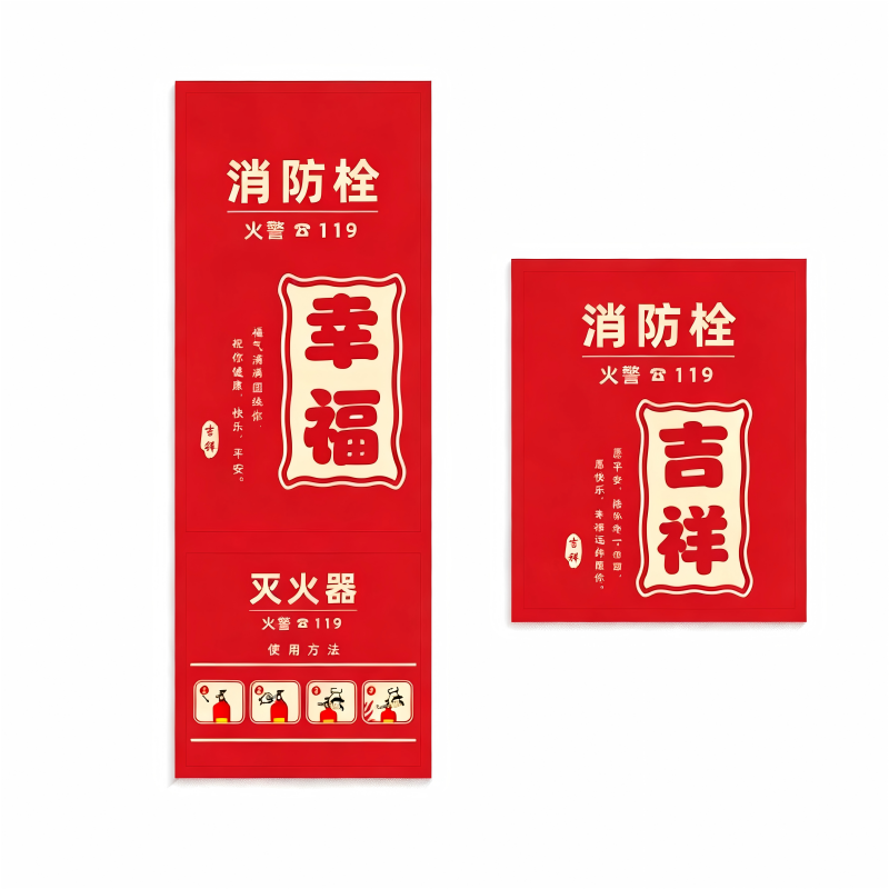 消防栓装饰遮挡自粘喜庆贴纸