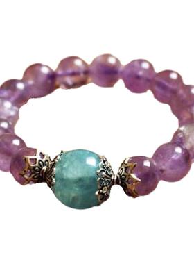 瑞铺水晶天然流苏薰衣草紫水晶手链 银海蓝宝手串 招财转运手链女