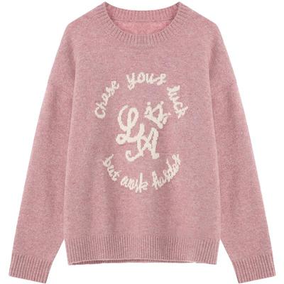 LAGOGO甜甜慕斯慵懒粉宽松针织衫