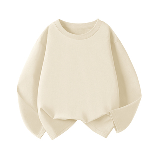 儿童纯色长袖T恤纯棉中大男童女童春秋款上衣宽松简约百搭打底衫