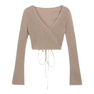 OTHERSTORE 甜辣腰精 氛围感修身V领针织衫女设计感显瘦短款上衣