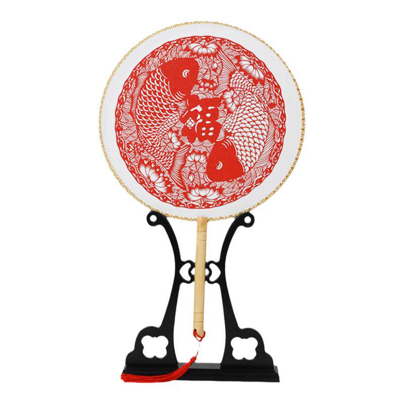 中国风特色绢布剪纸团扇子装饰刻纸装裱宫扇伴手礼出国送老外礼品