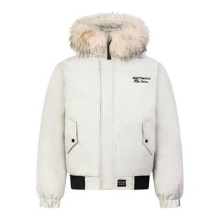 SREK 美式复古工装毛领连帽棉服外套男女冬季飞行员潮牌加厚棉衣