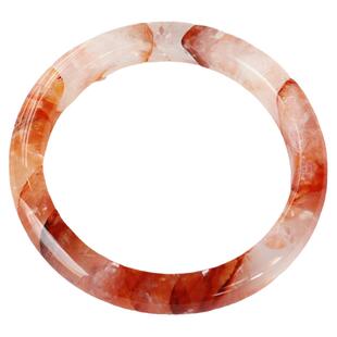 天然红黄胶花手镯冰种鸩羽水晶奇美异象金1物1图52-61圈口配证书