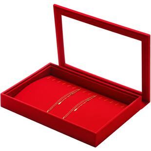 梵华生黄金首饰红色展示盘珠宝陈列托盘直播戒指项链手镯收纳盒子