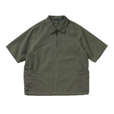 714street尼龙格半开领短袖衬衫