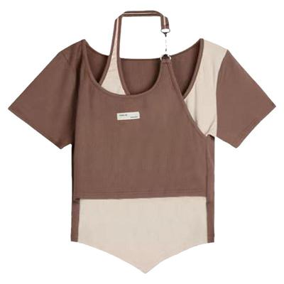 显瘦！假两件正肩T恤大码胖mm