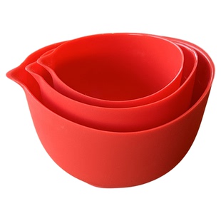 出口单 食品级硅胶烘焙量碗 浇汁碗 烙饼搅拌碗3个规格带刻度线