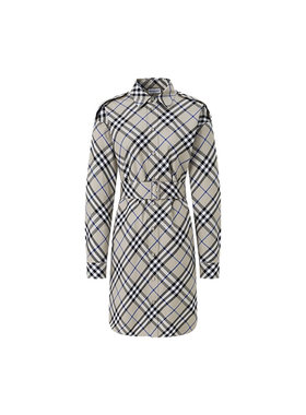 BURBERRY格纹长袖连衣裙棉质