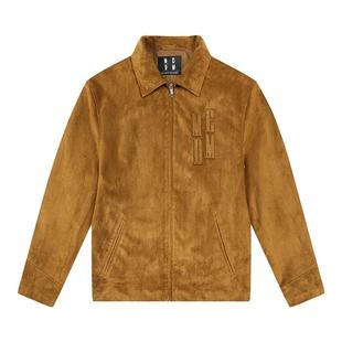 MEDM 麂皮绒贴布绣休闲翻领夹克男美式复古外套春秋季短款上衣服