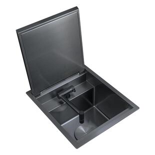 韦普304不锈钢吧台隐形小水槽单槽中岛带阻尼盖板隐藏迷你洗菜盆