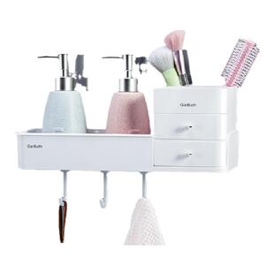 免打孔卫生间置物架收纳盒墙壁安装桌面整理家用浴室台面整理架子