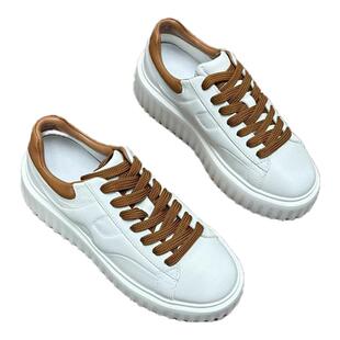 外贸头层牛皮增高厚底小白鞋女2026新款百搭休闲鞋软皮舒适饼干鞋