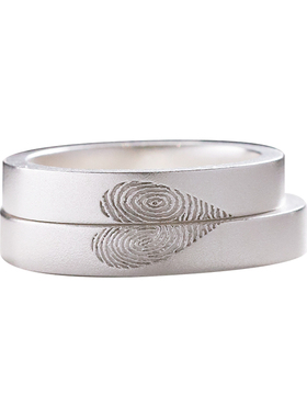 指纹定制情侣戒指999足银