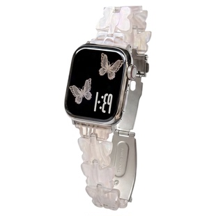 【仲夏浮光】适用于苹果手表s11表带原创真皮applewatch10夏天9运动8防水透气7高级感小众链式se女生替换腕带