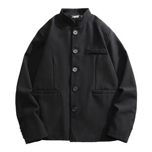 BOYUE帛跃青少年垫肩新中式西装男小众高级感休闲夹克中山装外套