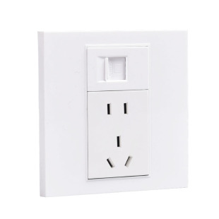 墙壁开关86型电脑网线插座面板带五孔电源网络加网口一体非千兆