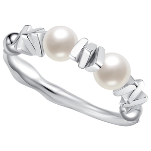 潮宏基闪耀银河s925银珍珠戒指碎银子几两ins送女友礼物xhs推荐J