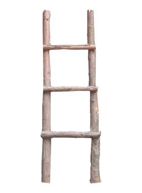 摄影带皮实木梯子原木装饰道具