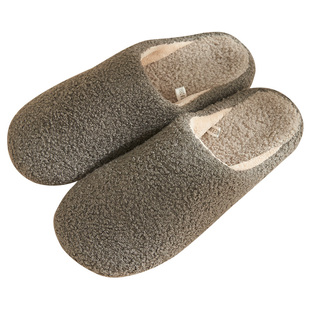 日式简约棉拖鞋男士秋冬季室内家用保暖木地板加绒厚底毛拖鞋秋冬