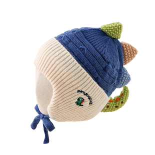 儿童帽子秋冬季护耳帽加厚可爱恐龙男宝宝保暖针织男童冬天毛线帽