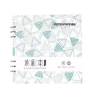 遵爵300g水彩本全棉水彩画本活页折叠手账本小巧便携式铁圈水彩本美术生专用方形水彩纸初学者写生绘画本