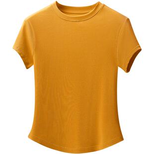 简云短袖t恤女夏季内搭莫代尔上衣2026新款修身半袖白色打底衫女