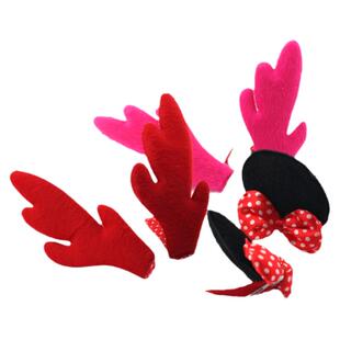 圣诞节发饰发夹可爱圆点宝宝米妮造型立体BB夹小鹿角猫耳朵龙角棉