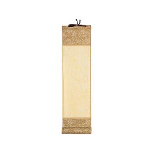 禅意长挂轴空白小挂轴蜡染宣纸手写迷你小号卷轴半生熟鎏金仿古挂画定制毛笔书法创作小幅作品纸书房茶室挂饰