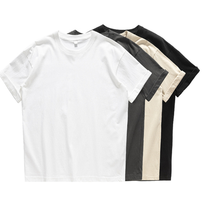 重磅男士纯棉230g短袖T恤打底衫上衣春夏新款黑纯色宽松大码半袖