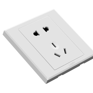 拉伯塔开关五孔家用电源插座面板10A暗装墙壁二三插5插86型5孔白