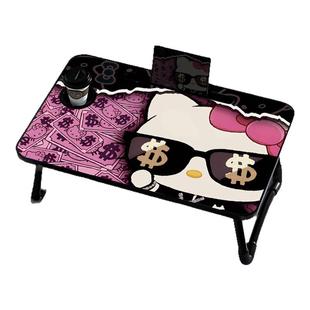 黑粉渐变床上小桌子可折叠可爱猫咪小桌板笔记本电脑桌懒人ipad支架大学生宿舍懒人神器家用卧室飘窗炕桌