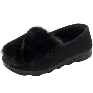 冬老北京布鞋平底女鞋棉鞋加绒保暖豆豆鞋韩版女款毛毛鞋特大码42