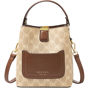 奥康水桶包2026新款单肩包女款斜挎包女式手提女包包大容量通勤包