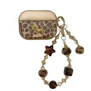 老钱风皮质豹纹三星budspro保护套适用于Galaxy buds3FE皮质软壳2代苹果airpodspro3代简约皮套防摔airpods4