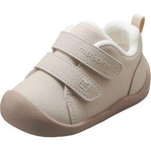 牧童宝宝学步鞋2025冬季新款男童复古软底婴儿鞋皮面加绒女童鞋