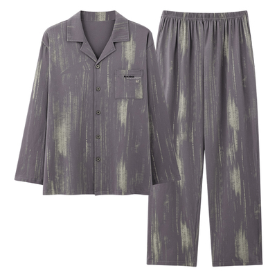 7A抗菌纯棉睡衣男春秋季长袖套装