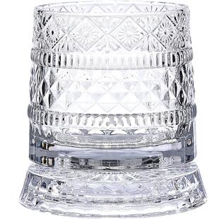 浮雕玻璃威士忌酒杯高级感女生解压喝酒杯子高端洋酒杯网红转转杯