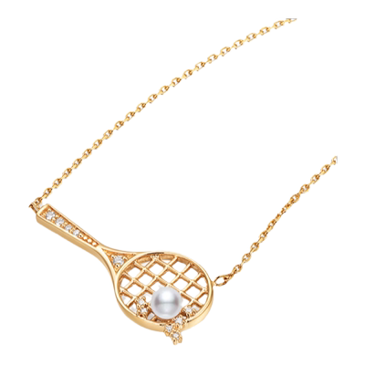 梵誓18k金天然钻石网球拍项链女