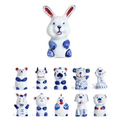 景德镇手绘青花瓷陶瓷12十二生肖摆件老鼠牛虎龙兔蛇马羊猴鸡狗猪