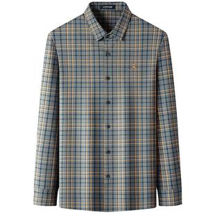 [色织格纹/保型抗皱]梦特娇25秋季男士衬衫格子长袖休闲衬衣百搭J