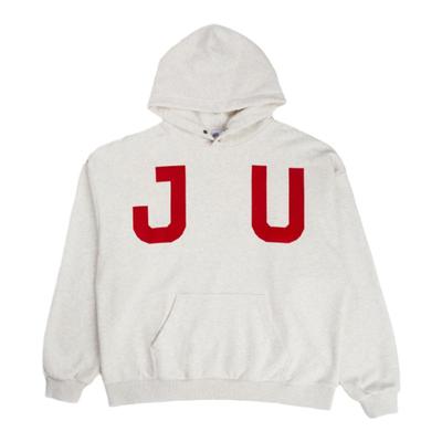 JUNI植绒印花宽松加绒帽衫