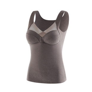 秋冬新品3390酵素能量保暖背心修身性感网纱透视无吊带女带胸垫