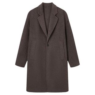 流石男时尚中长款羊毛双面呢大衣2025年冬季新款男士宽松呢子外套