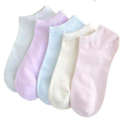 简约纯色春夏季女纯棉短袜