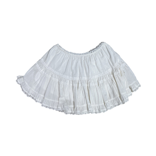 Punkhoo  夏季新款白色蛋糕裙女韩系氛围感宽松a字短裙遮肉百搭